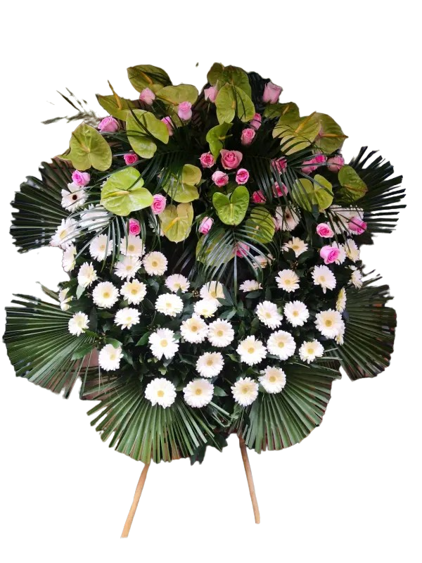 Corona grande Anthurium Gerbere Rose e275 Corona Funebre Grande